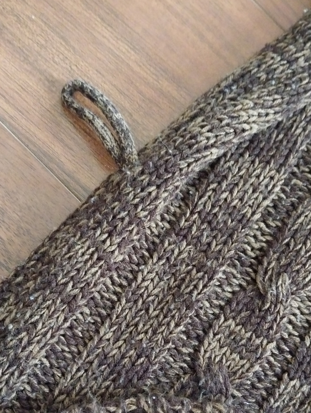 Woman's V-Neck Cable Knit Sweater Dress - Brown Blend - Picture 2 of 3